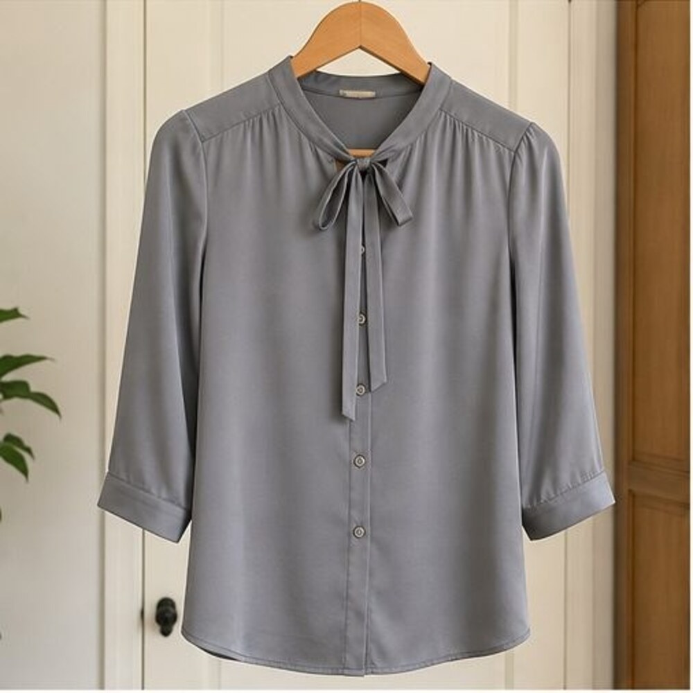 Gray Pleated Blouse